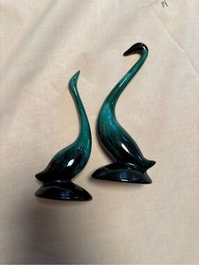 Pair of Small Blue Mountain Pottery Long Neck Birds